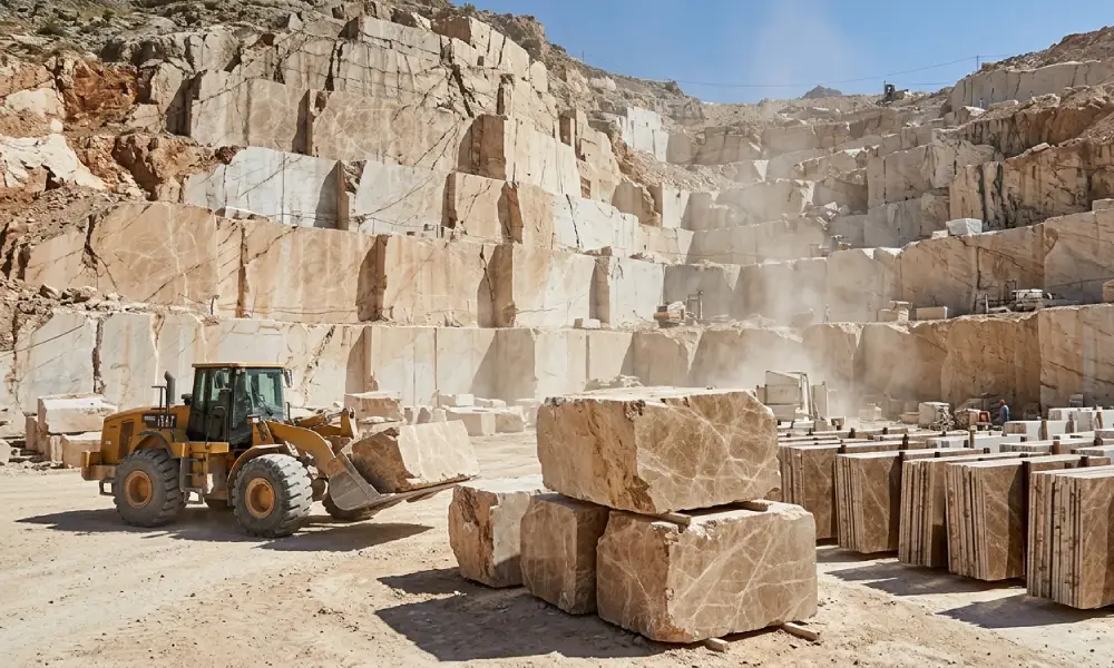 Emperador light mermer açık ton ocak blok
